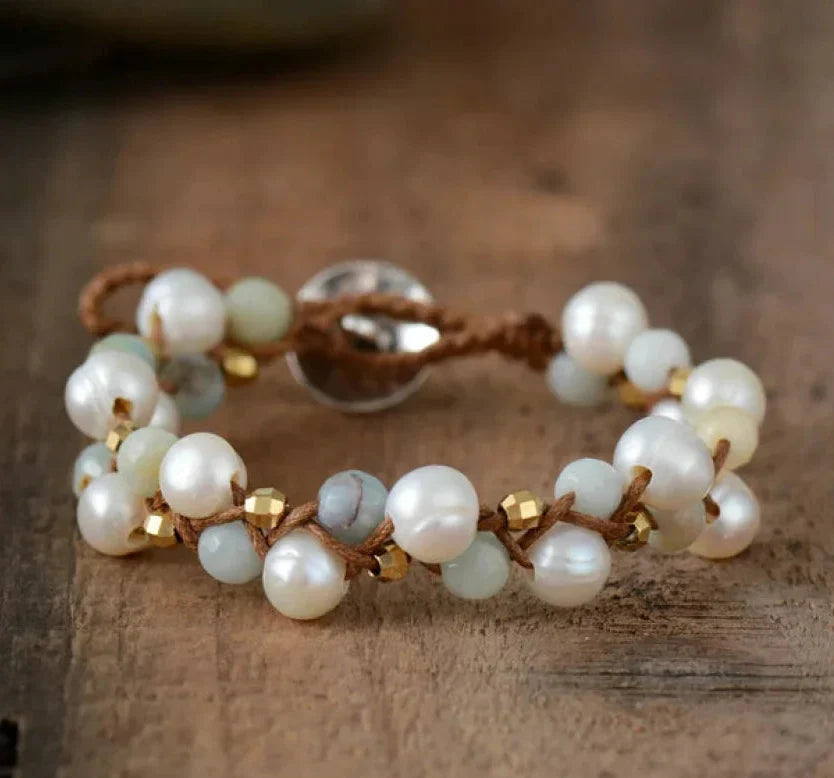 Natural Freshwater Pearl & Amazonite Wrap Bracelet™