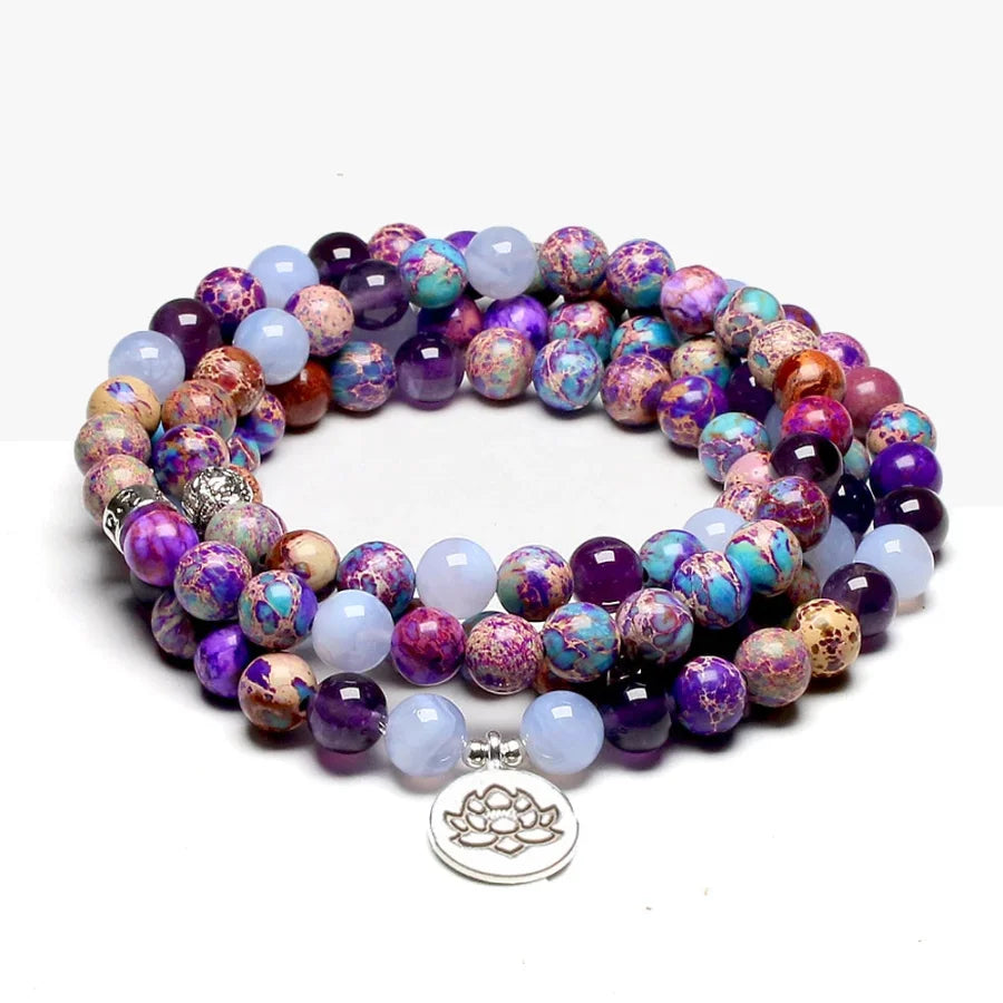 108 Purple Jasper & Amethyst Mala Bead Bracelet™