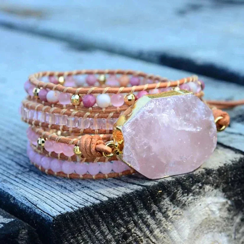 Natural Rose Quartz Heart Chakra Wrap Bracelet™