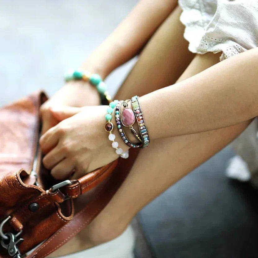 Natural Rhodonite & Jasper Wrap Bracelet™