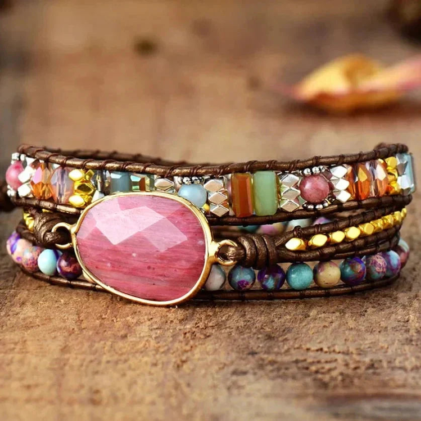 Natural Rhodonite & Jasper Wrap Bracelet™