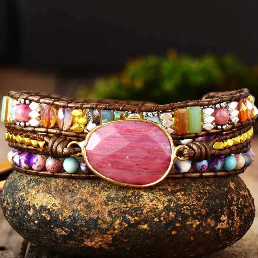 Natural Rhodonite & Jasper Wrap Bracelet™