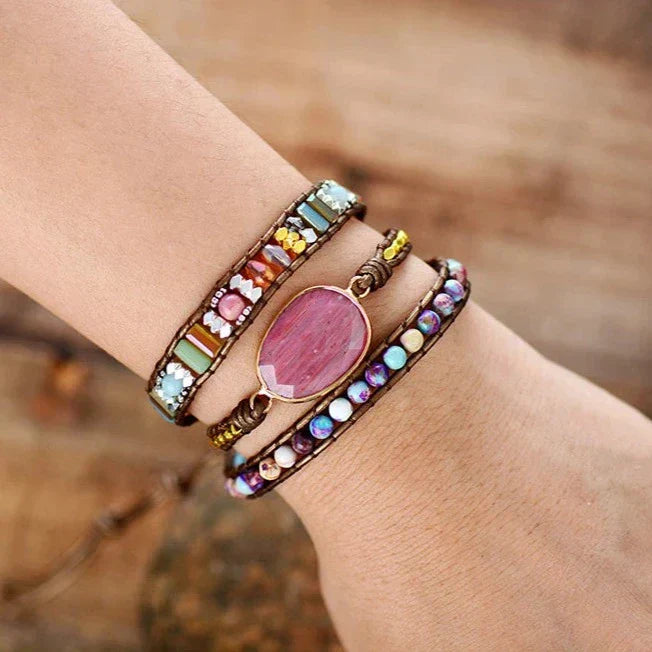 Natural Rhodonite & Jasper Wrap Bracelet™