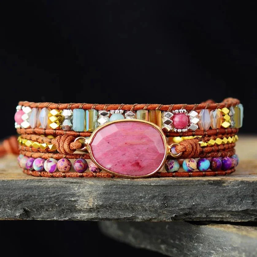 Natural Rhodonite & Jasper Wrap Bracelet™