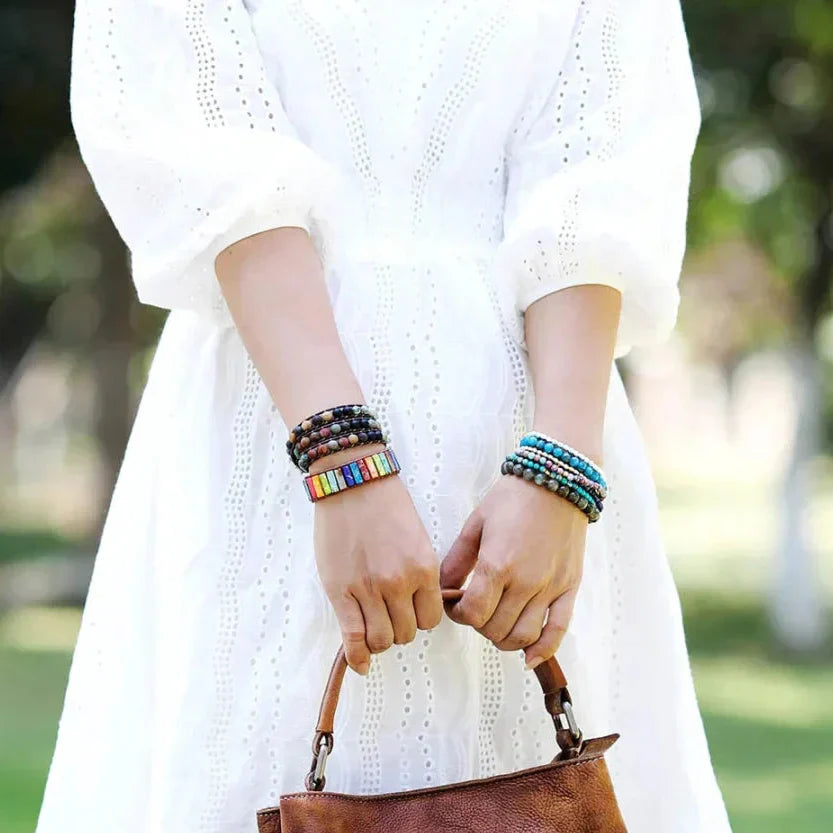 Natural Semi-Precious Gemstones "LOVE" Leather Wrap Bracelet™