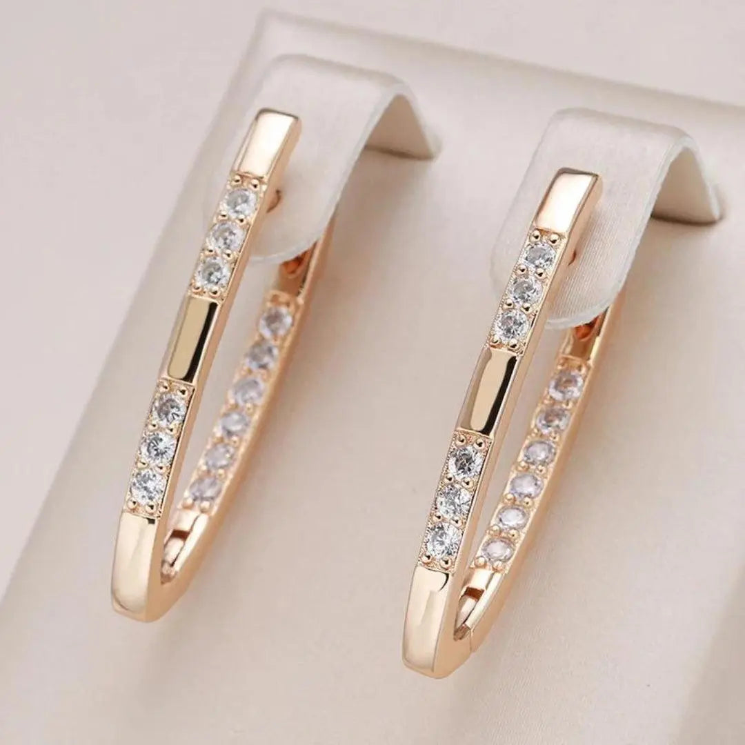Sophisticated Gold Earrings with Zirconia Stones