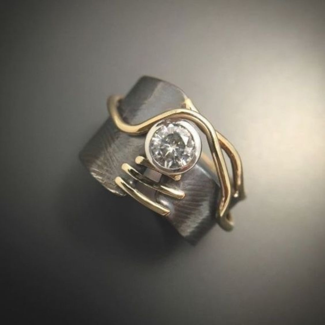 Vintage-Inspired Dark Zircon Ring