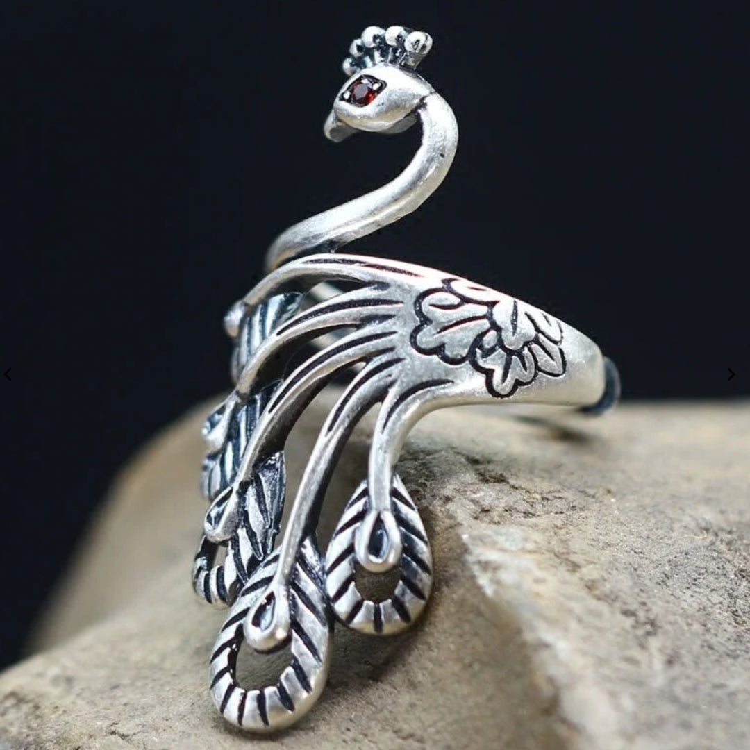 Silver Peacock Ring