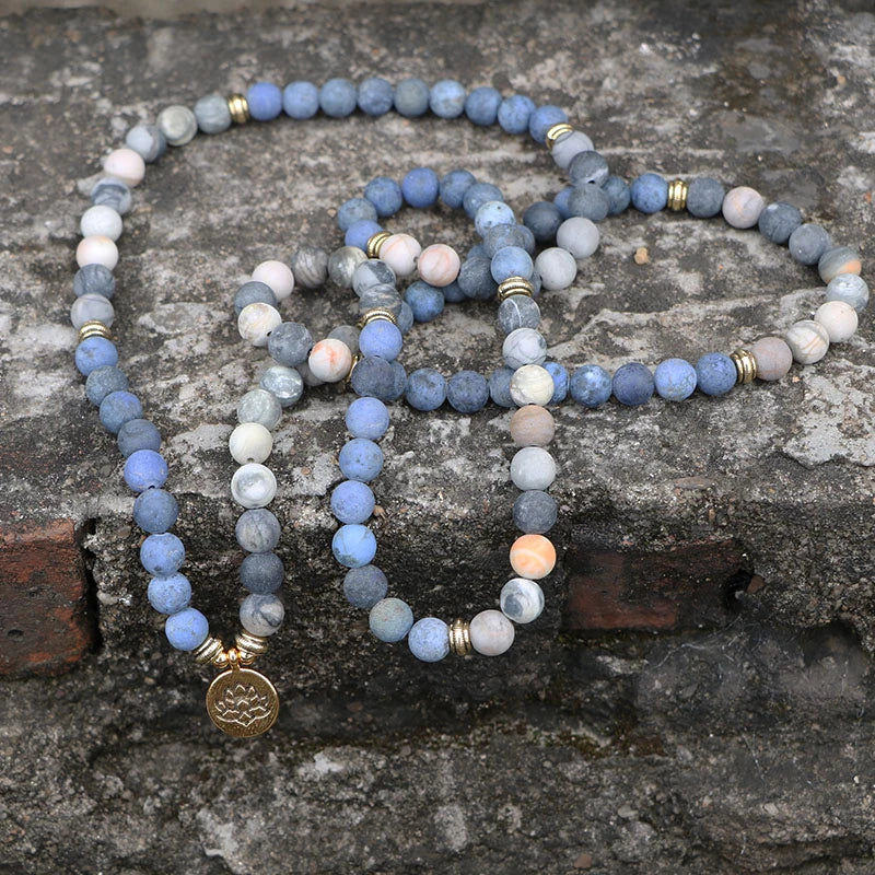 108 Natural Picasso Jasper & Blue Stone Mala Bead Bracelet™