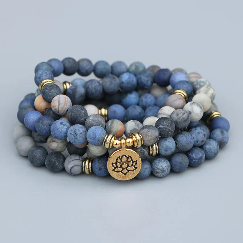 108 Natural Picasso Jasper & Blue Stone Mala Bead Bracelet™