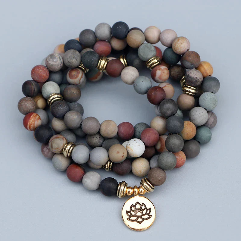 108 Natural Matte Jasper Gemstone Mala Bracelet™