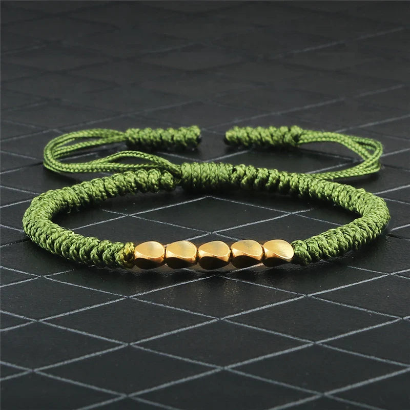 Handmade Tibetan Copper Bead Braided Bracelet Unisex Red