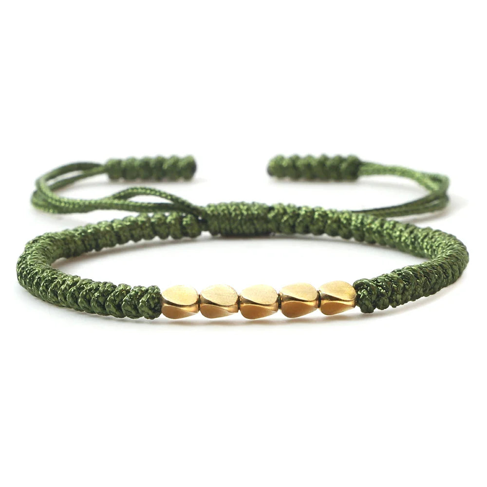 Handmade Tibetan Copper Bead Braided Bracelet Unisex Red