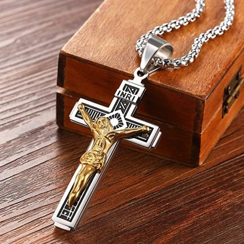 Natural Onyx Cross Pendant For Men Protection