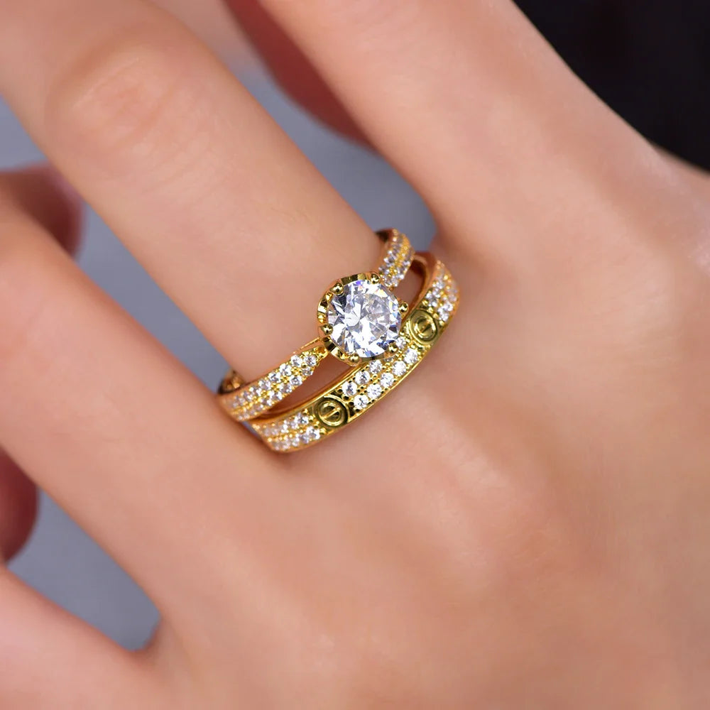 Classic Round Gold Zirconia Ring