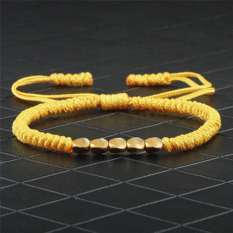 Handmade Tibetan Copper Bead Braided Bracelet Unisex Red