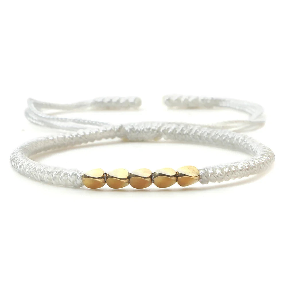 Handmade Tibetan Copper Bead Braided Bracelet Unisex Red