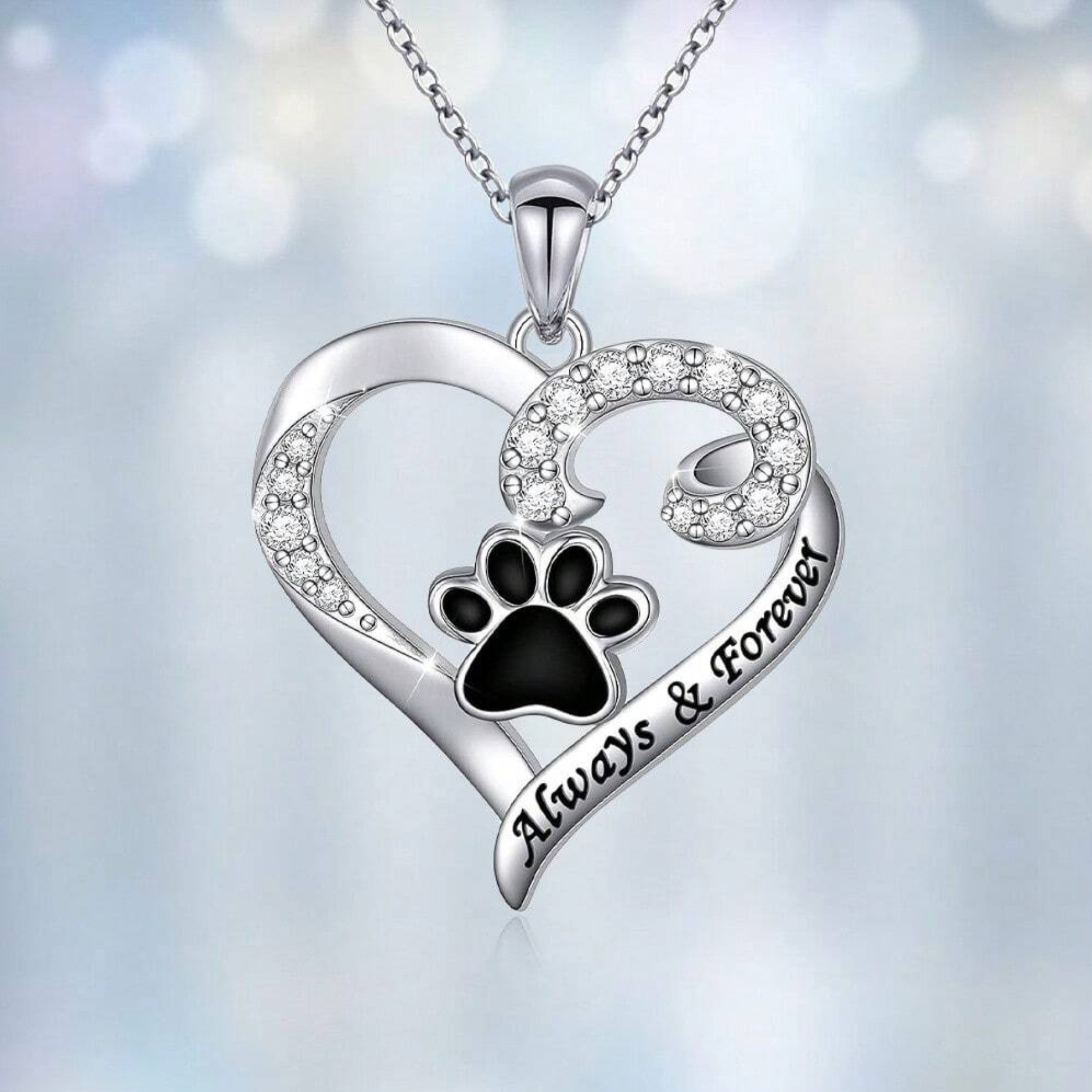 Delicate Heart Dog Paw Necklace