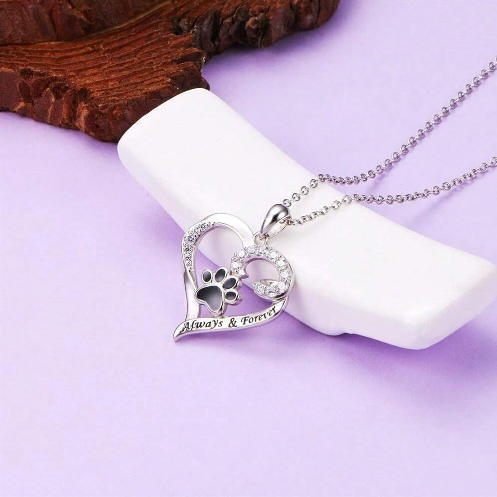 Delicate Heart Dog Paw Necklace