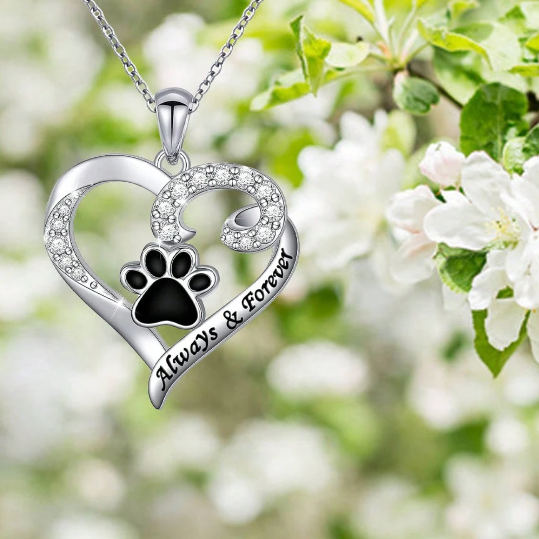 Delicate Heart Dog Paw Necklace