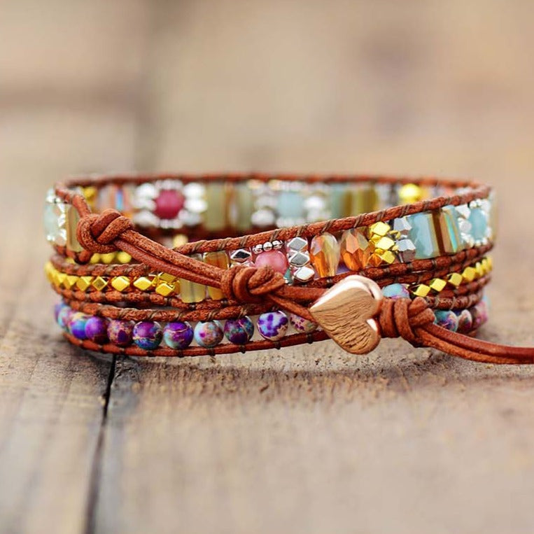 Natural Rhodonite & Jasper Wrap Bracelet™