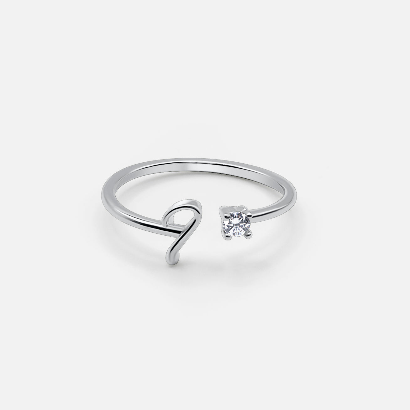 ADJUSTABLE CUSTOM SILVER INITIAL DIAMOND RING