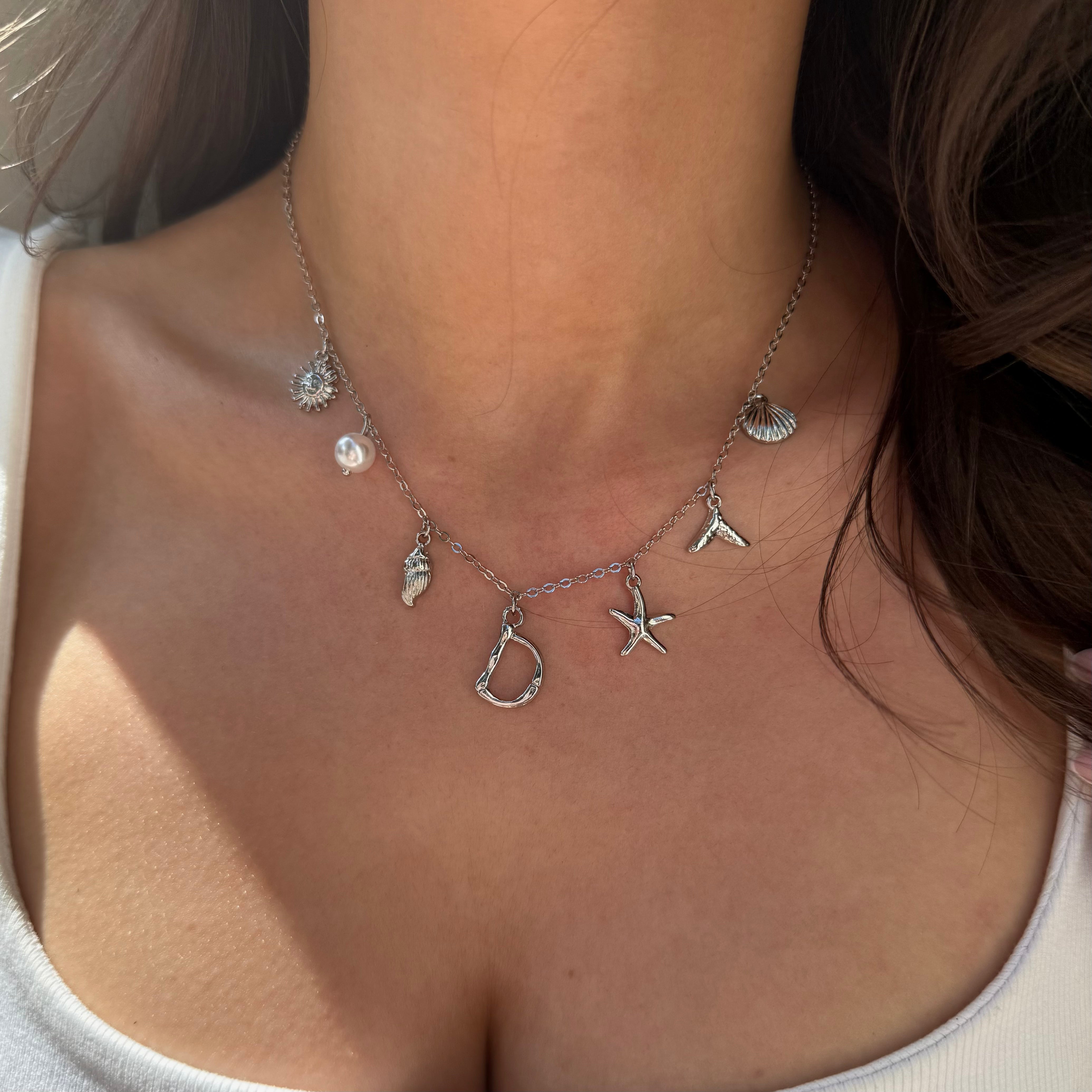 SILVER OCEAN LETTER NECKLACE