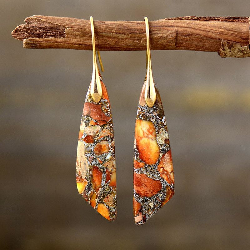 Imperial Jasper Zeya Earrings - Orange