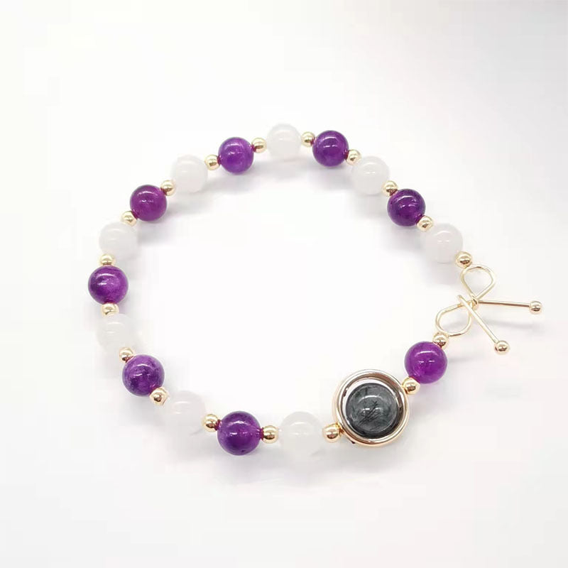 White Moonlight Amethyst Bracelet Handwoven Elite