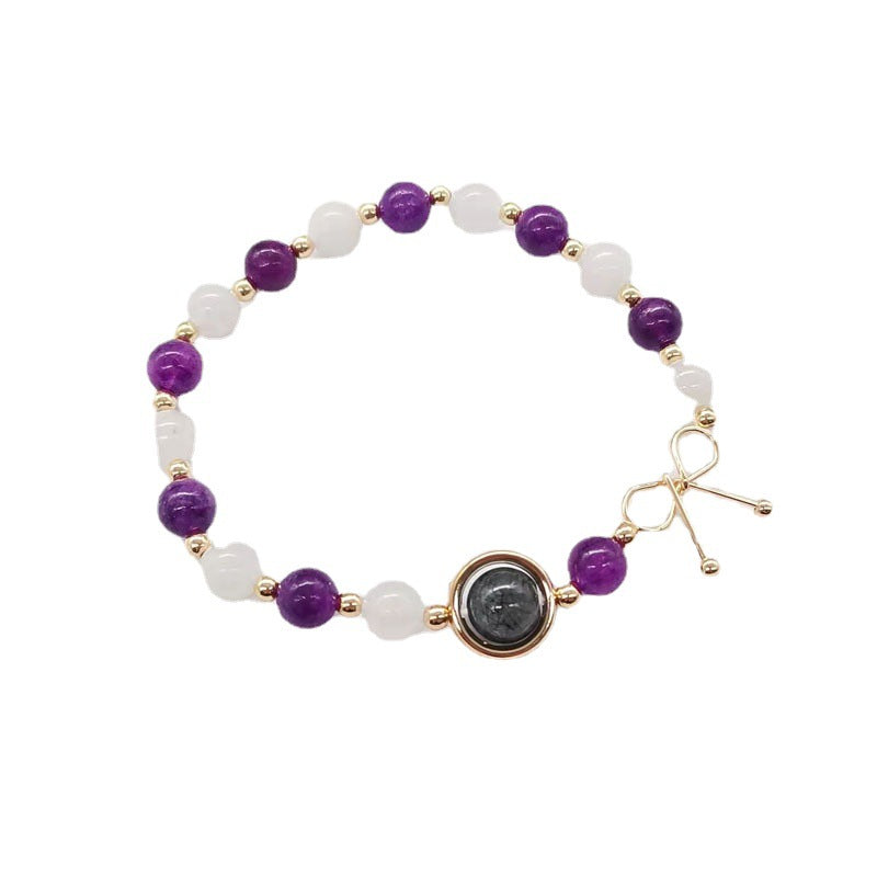 White Moonlight Amethyst Bracelet Handwoven Elite