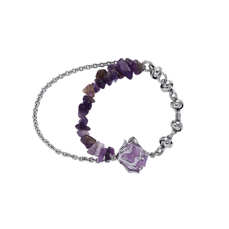 Purple Natural Stone Geometric Stitch Bracelet Lux