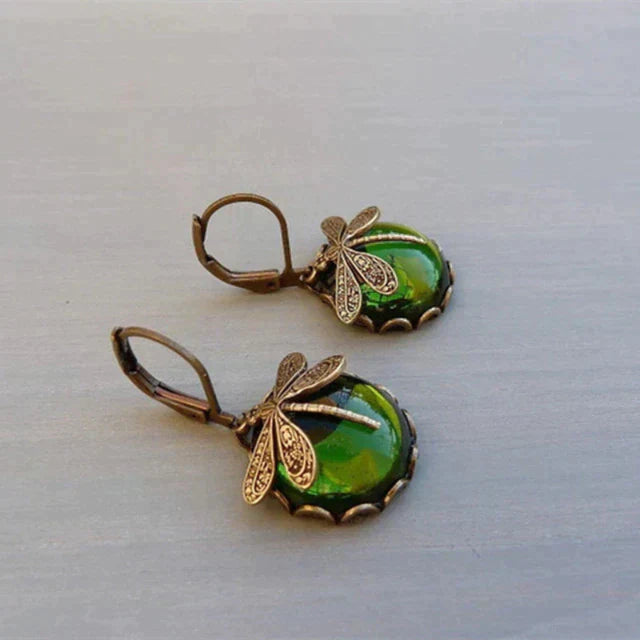 Antique Gold Dragonfly Earrings
