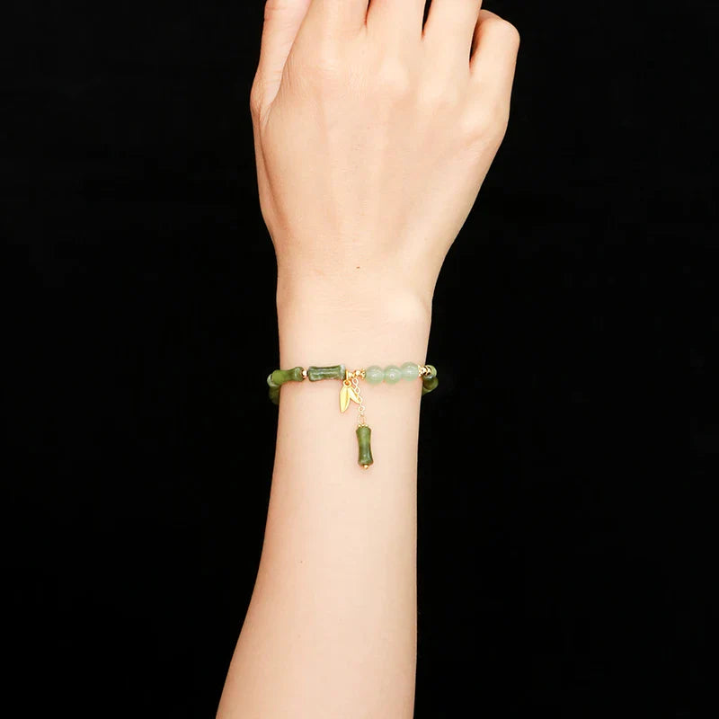 JD Southern Jade Bamboo Leaf Pendant Bracelet Limited