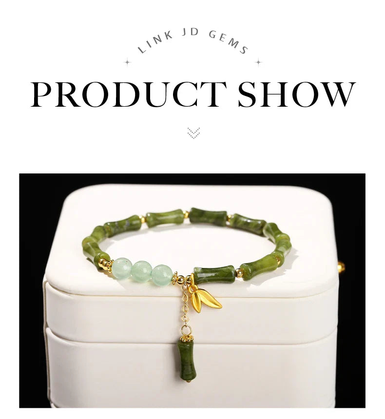JD Southern Jade Bamboo Leaf Pendant Bracelet Limited