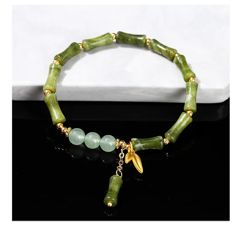 JD Southern Jade Bamboo Leaf Pendant Bracelet Limited