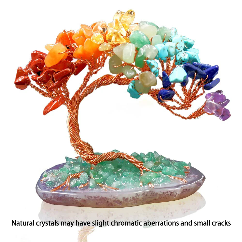 Elegant Handcrafted Natural Agate Crystal Feng Shui Fortune Tree
