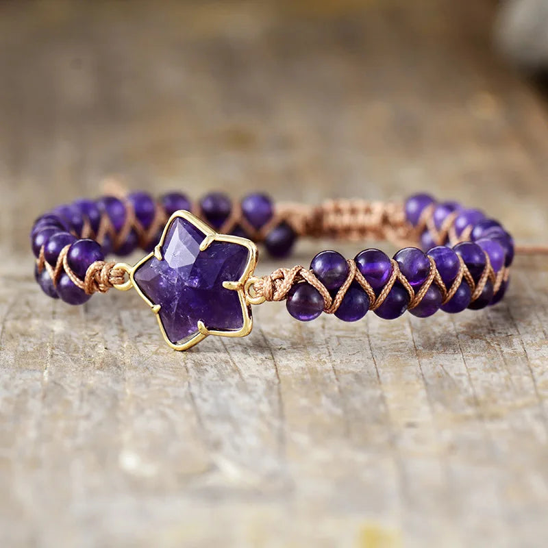 Amethyst Flower Star Bracelet