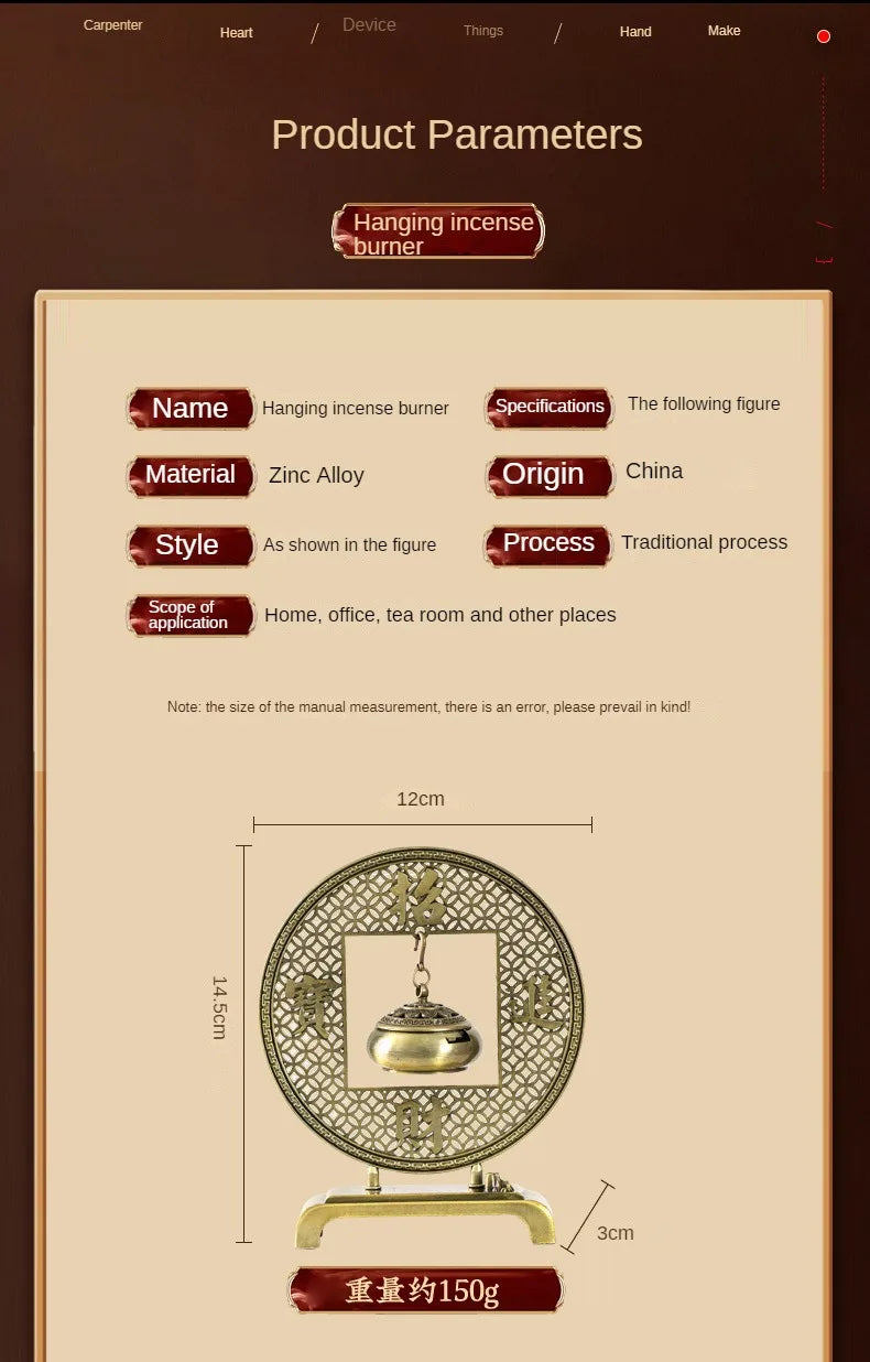 Five Blessings Incense Burner Sandalwood Taoist Ornaments