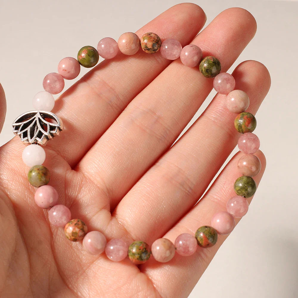 Pink Zebra Jasper 7 Chakra Bracelet Healing