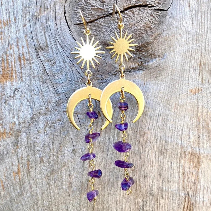 Bohemian Sun Moon Earrings