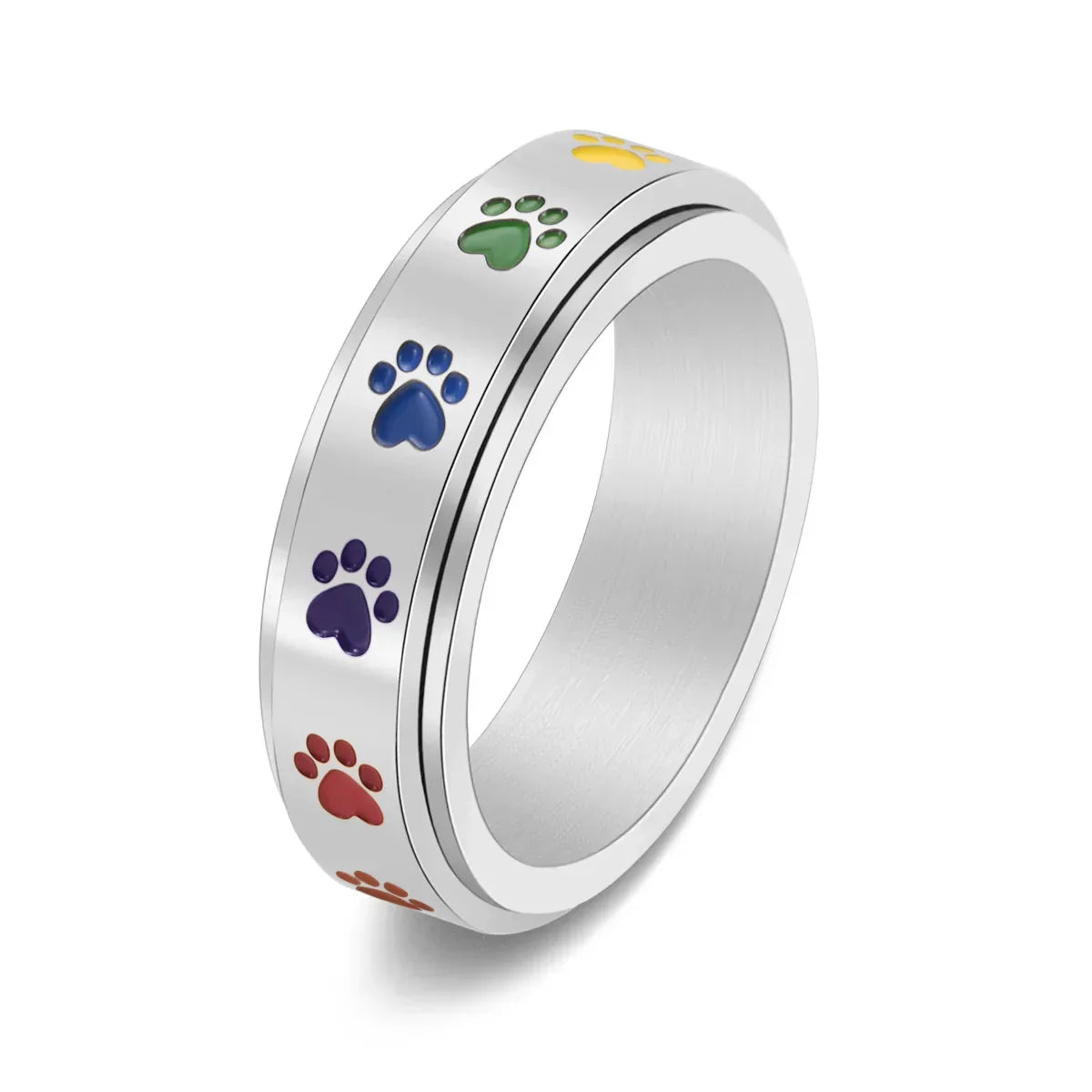 Rotatable Anti-Stress Ring with Paws with Rainbow Colors