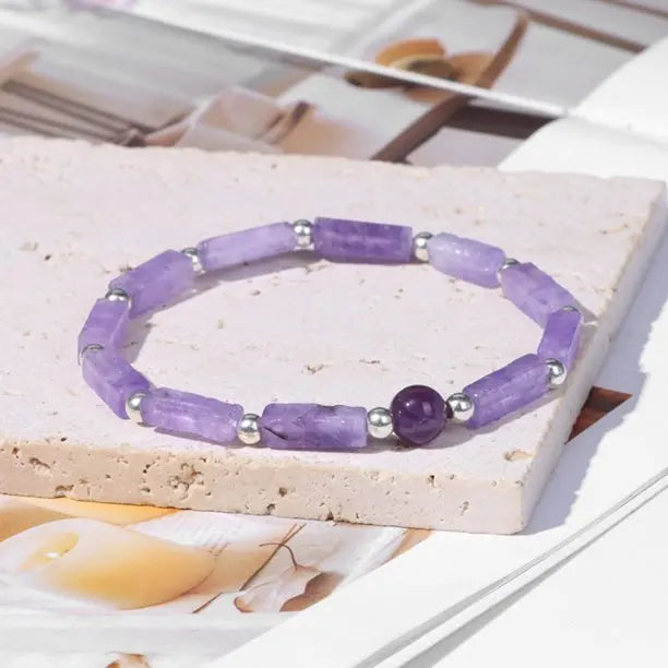 Handcrafted Amethyst Bracelet Set for Healing, Balance, and Meditation