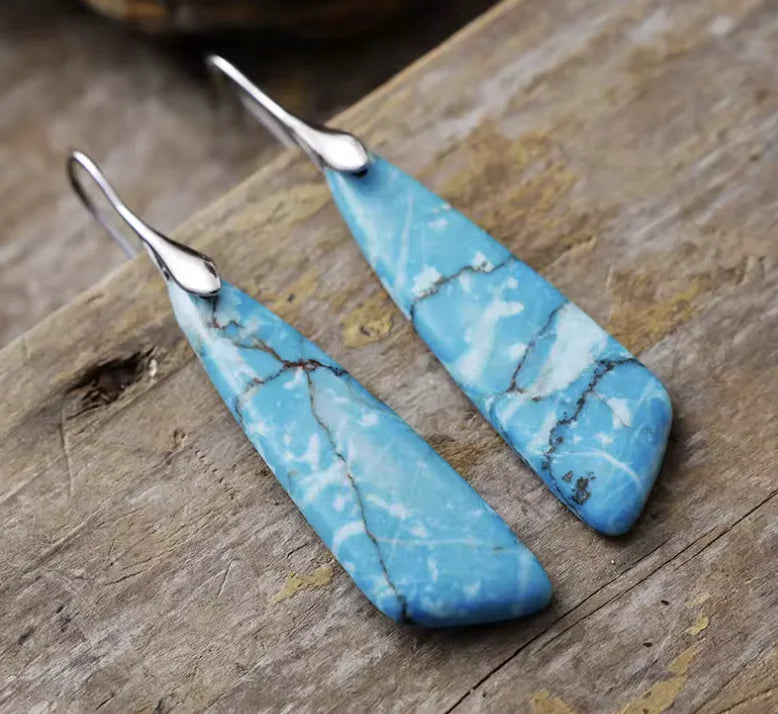 Boho Teardrop Coloured Stone Earrings