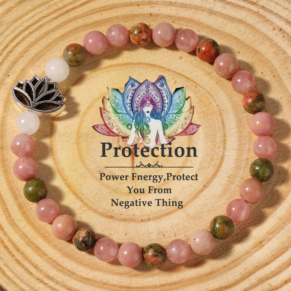 Pink Zebra Jasper 7 Chakra Bracelet Healing