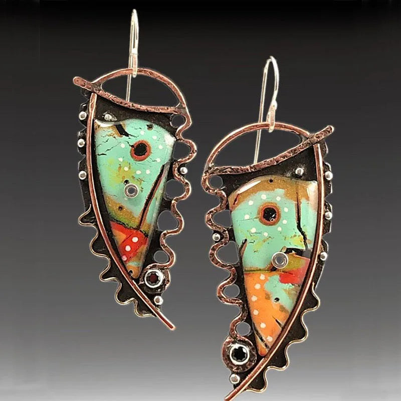 Retro painting style earrings