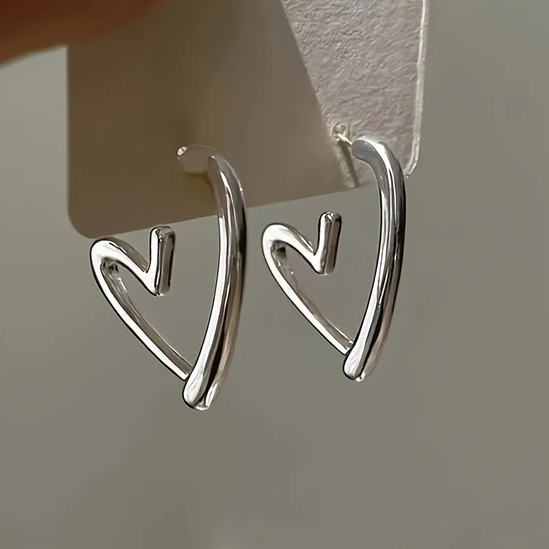 Elegant Heart-Shaped Stainless Earrings