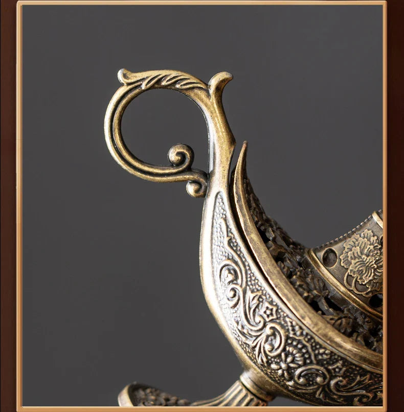 Aladdin Genie Lamp Incense Burner Alloy Tea Ceremony Decor