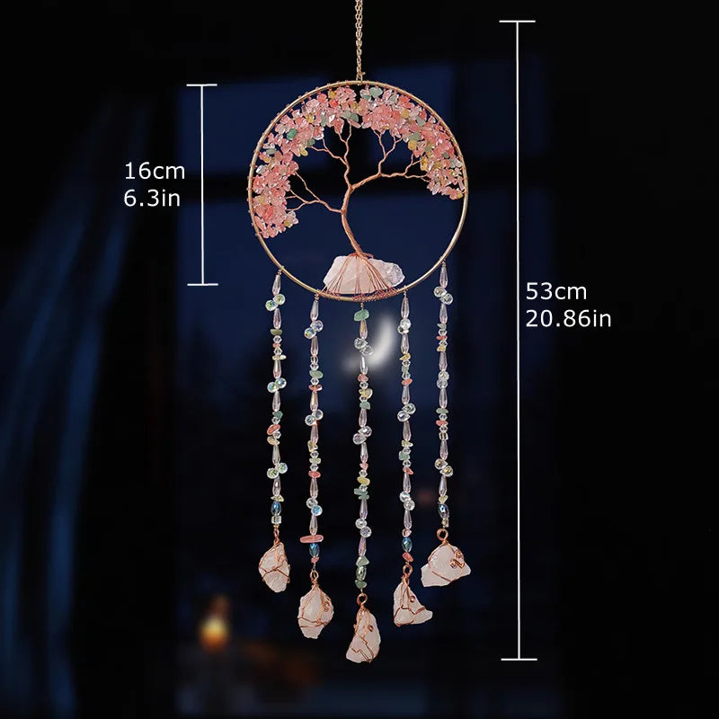 Rose Quartz Tree Of Life Suncatcher Love Gift For Women