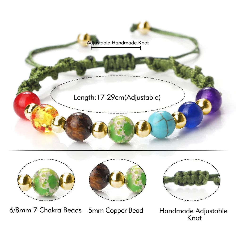 7 Chakra Gemstone Bracelet For Balance Unisex