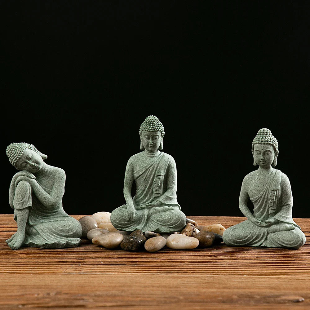 Small Buddha Statue Mini Fish Tank Zen Decor Desk Topper